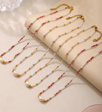 JOOLIM High End Stainless Steel Style Colorful Natural Stone Section Vintage Necklace 18K Gold Plated Jewelry Wholesale