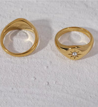 High End 18K PVD Gold Plating Sparkling North Star Stainless Steel Rings Diamond Rings Stainless Steel Jewelry