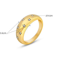 Joolim Jewelry Wholesale 18K Gold Plated Starry Sky Zirconia Gradient Stainless Steel Rings for Women Rings