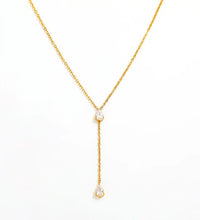 Joolim Jewelry 18K Gold Plated Stainless Steel Necklace Dainty Cubic Double Water Drop Zircon Y Tassel Trendy Parties Gifts