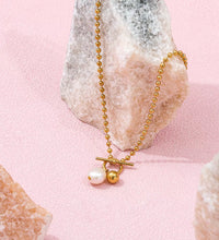 Joolim Jewelry 18K Gold Plated Fresh Water Pearl Pendant Toggle Bead Chain Necklace Stainless Steel Jewelry