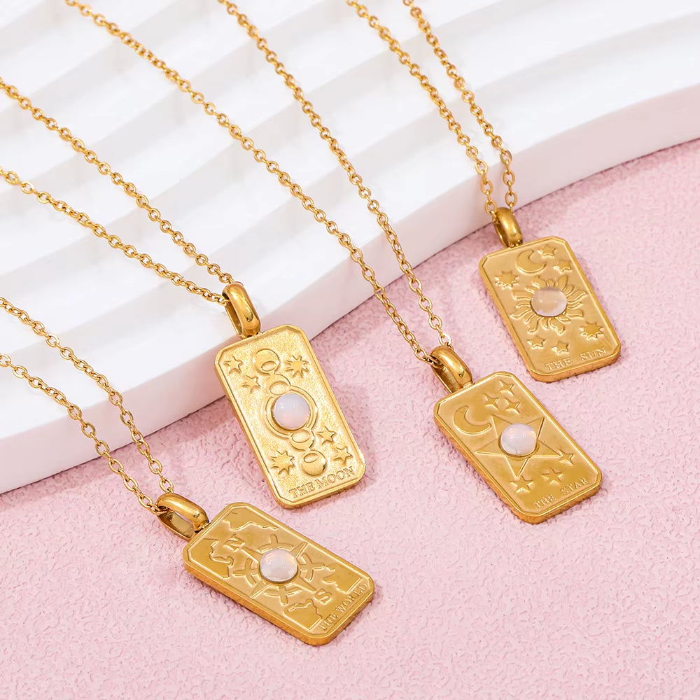 Joolim Jewelry 18K Gold Plated Moon Star Sun Stainless Steel Necklace Design Jewelry Women Necklace Tarnish Free & Waterproof