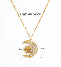 Joolim Jewelry Dainty 18K Gold Plated Moon Star Sun Burst CNC Zircon Pave Pendant Necklace Trendy Jewelry Tarnish Free