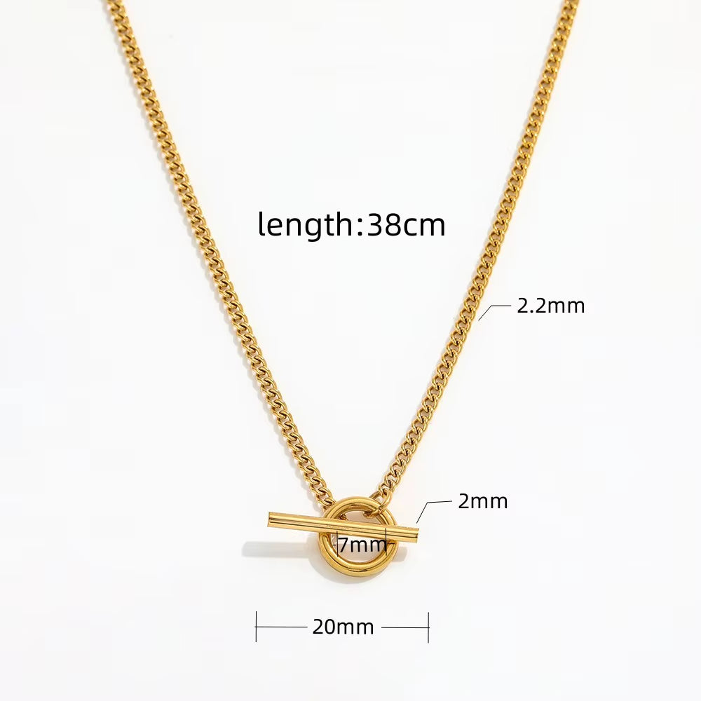 Joolim 18K Gold Plated Dainty Curb Chain Toggle Necklace Stainless Steel Necklace Jewelry Wholesale