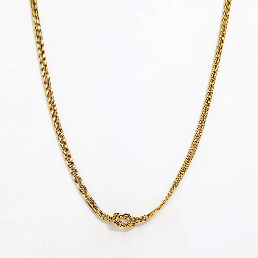 Joolim 18K Gold Plated Double-Layer Snake Chain Necklace Trendy Classic Style Stainless Steel Jewelry Wholesale