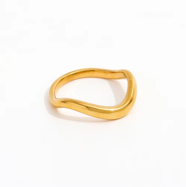 Tarnish Free Waterproof Minimalist Twist Stackable 18K PVD Fashion Gold Plated Stainless Steel Eternity Women Rings Single Piece