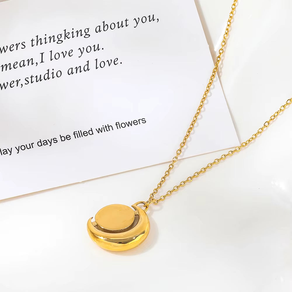 Joolim Jewelry 18K Gold Plated Waterproof&No Fade Fashion Simple Elegant Moon Shell Pendant Necklace Stainless Steel Jewelry