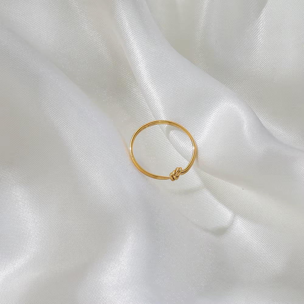 High End PVD 18K Gold Plated Dainty Knot Stainless Steel Rings for Women Trendy Jewelry