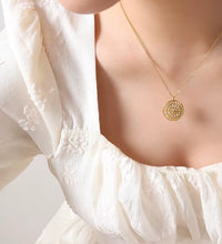 JOOLIM High End Stainless Steel Zirconia Zodiac Pointer Coin Pendant Necklace 18K Gold Plated Jewelry Wholesale