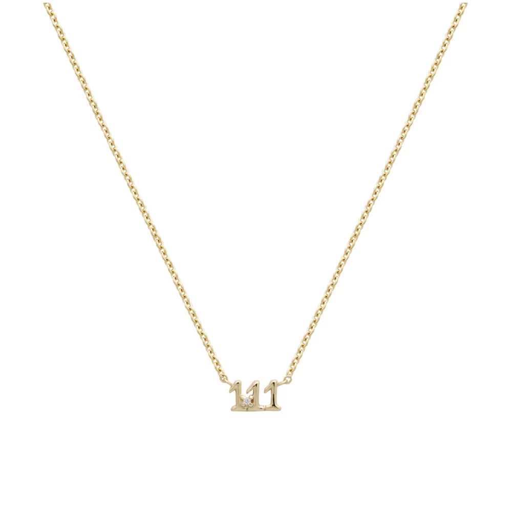 925 Sterling Silver Numbers Zirconia Pendant Necklace Dainty Number 111 444 777 Chain Silver Fashion Gift Jewelry