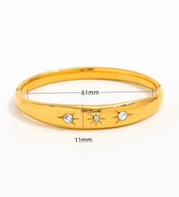 High End Stainless Steel Gold Plated Star Burst Zircon Eight - Pointed Star Openable Bangle Bracelet for Women Fashion Jewelry