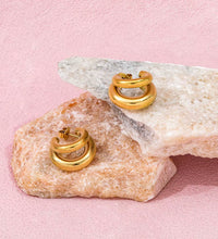 Joolim 18K Gold Plated Wholesale Waterproof&Tarnish Free Fashion Versatile Simple Double C Hoop Earring Stainless Steel Jewelry