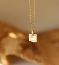 Joolim Jewelry 18K Gold Plated Mosaic Checkered Shell Square Pendant Necklace Stainless Steel Jewelry Wholesale Tarnish Free