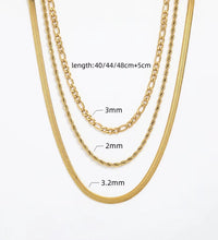 Joolim Jewelry Gold Plated Figaro Chain Rope Chain Snake Chain Three Layer Necklace Stainless Steel Jewelry Wholesale