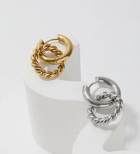 JOOLIM Jewelry PVD 18K Gold Plated Double Rope Chain Hoop Earring Stainless Steel Jewelry Fashion Jewelry