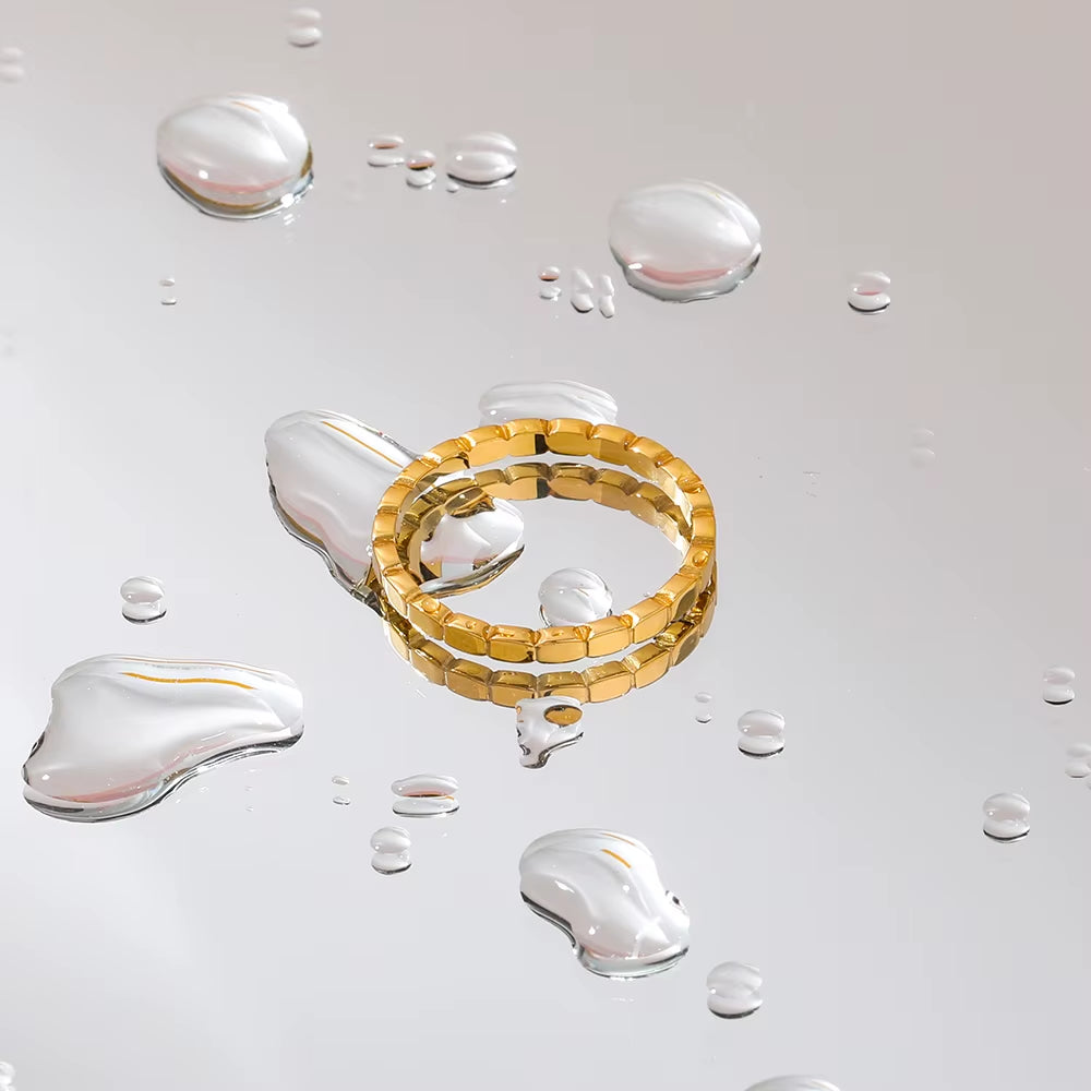 High End 18K Plain Gold Dainty Dot Rings Stainless Steel Trendy Simple Gold Plated Jewelry