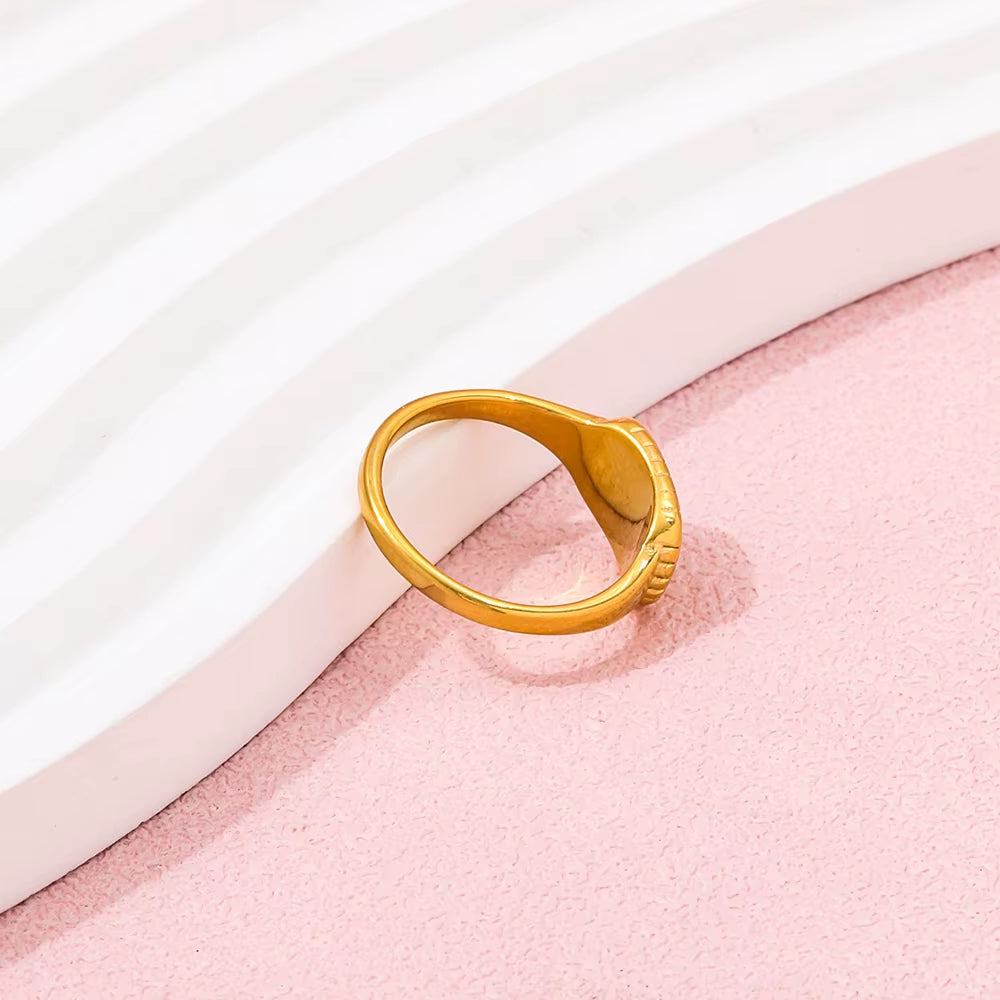 High End Tarnish Free PVD Gold Plated Sunburst Rings Stainless Steel Jewelry