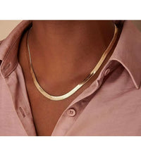 JOOLIM Ready to Ship High End Stainless Steel Band Herringbone Chain 18K Gold Plated Necklace 5Mm