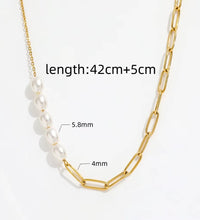 High End 18K Gold Plated Jewelry Wholesale Pearl Paper Pin Mixed Chain Necklace Asymmetric Stainless Steel Fashion Jewelry