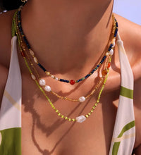 New Trendy Natural Stone Imitation Pearl Stainless Steel Pedant Necklace Waterproof Fashion Jewelry