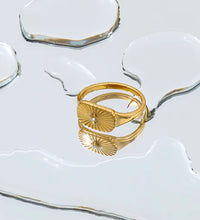 High End Tarnish Free PVD Gold Plated Sunburst Rings Stainless Steel Jewelry