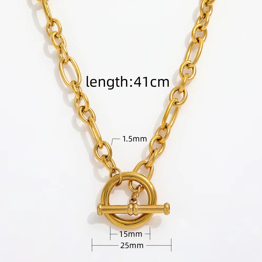 Joolim 18K Gold Plated Chunky Link Chain Toggle Necklace Stainless Steel Necklace Jewelry Wholesale