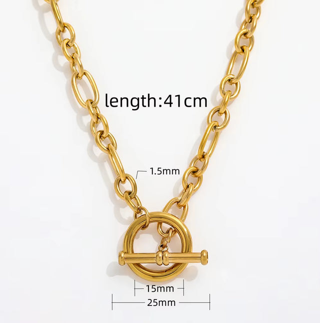 Joolim 18K Gold Plated Chunky Link Chain Toggle Necklace Stainless Steel Necklace Jewelry Wholesale