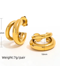 Joolim 18K Gold Plated Wholesale Waterproof&Tarnish Free Fashion Versatile Simple Double C Hoop Earring Stainless Steel Jewelry