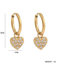 18K Pvd Dainty Elegant CNC Cubic Zirconia Pave Heart Waterdrop Starburst Cross Stainless Steel Hoop Earring Fine Jewelry
