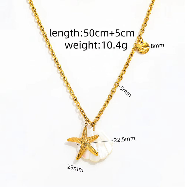 Joolim Jewelry 18K Gold Plated Dainty Chain Shell Star Fish Pendant Necklace Trendy Tarnish Free Gift