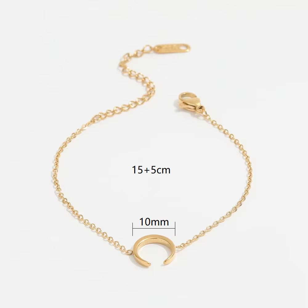 High End Crescent Moon Stainless Steel for Women Wholesale Jewelry 18K Gold Plated Bracelets Geometric