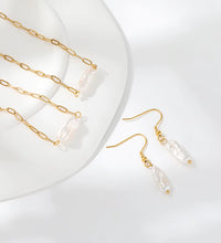 Joolim 18K Gold Plated Irregular Real Natural Freshwater Pearl Stainless Steel Paper Pin Necklace Bracelet Earring Jewelry Set