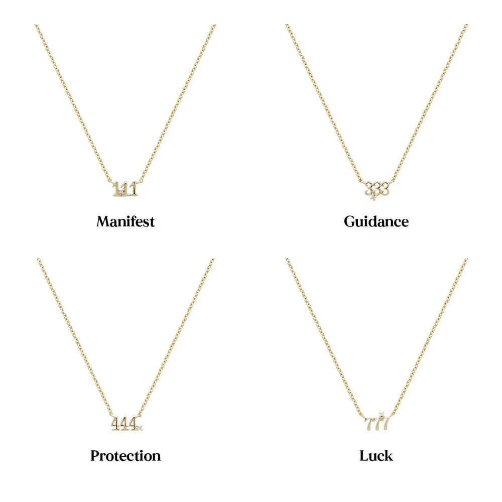 925 Sterling Silver Numbers Zirconia Pendant Necklace Dainty Number 111 444 777 Chain Silver Fashion Gift Jewelry