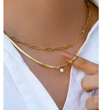 Joolim 18K Gold Plated Jewelry Dainty Zirconia Weld Snake Chain Necklace Stainless Steel Jewelry