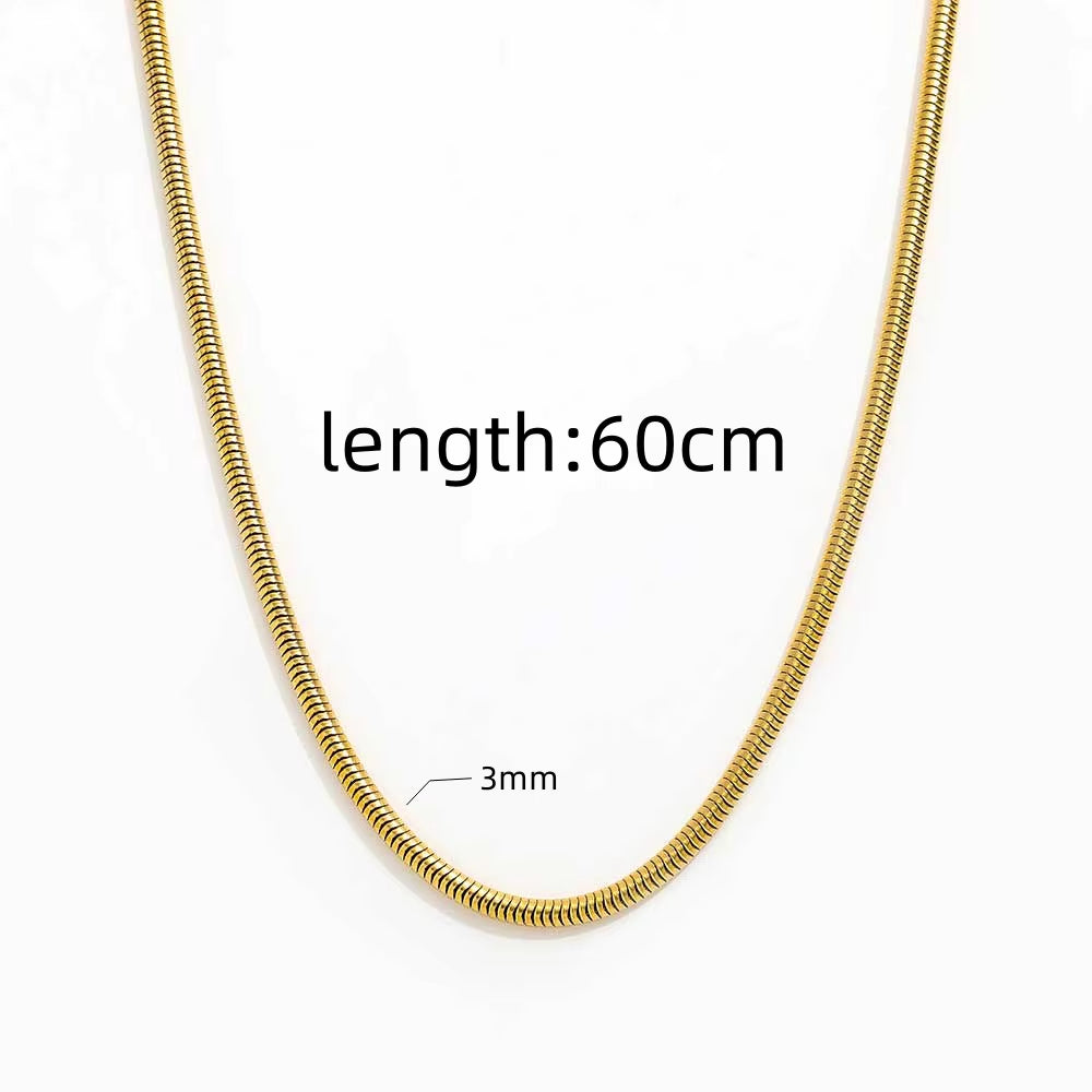 Joolim Jewelry Stylish 18K Gold Plated round Snake Chain Chunky Necklace Stainless Steel Jewelry Wholesale