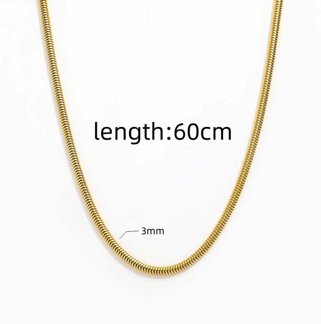 Joolim Jewelry Stylish 18K Gold Plated round Snake Chain Chunky Necklace Stainless Steel Jewelry Wholesale