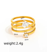Joolim Jewelry Wholesale 18K Gold Plated Treble Spiral Stainless Steel Spring Wire Heart Zircon Ring Women'S Gift