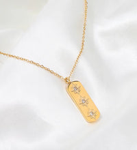 Joolim 18K Gold Plated Jewelry Star Zirconia Rectangle Pendant Dainty Chain Necklace Stainless Steel Jewelry