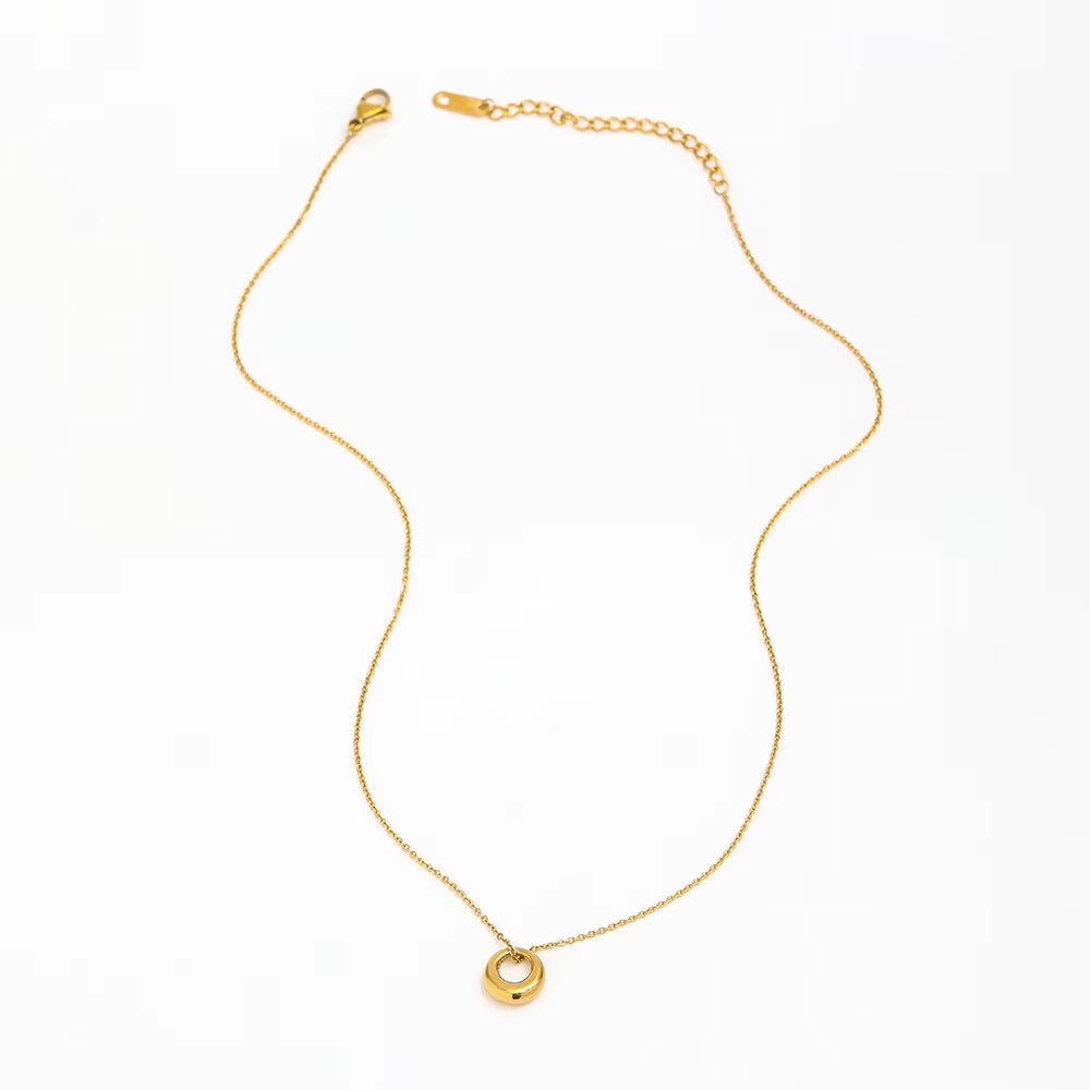 Joolim Jewelry 18K Gold Plated Chunky Circle Gradient Pendant Necklace Stainless Steel Jewelry Wholesale Tarnish Free