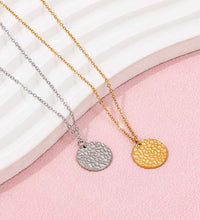 Joolim Hot Sale 18K PVD Gold Plated Waterproof Tarnish Free Hammered round Circle Coib Pendant Stainless Steel Necklace