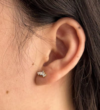 Dainty Tiny 18K PVD Gold Plated Tarnish Free & Waterproof 5 Cubic Zirconia Pave Stainless Steel Earring Fashion Jewelry