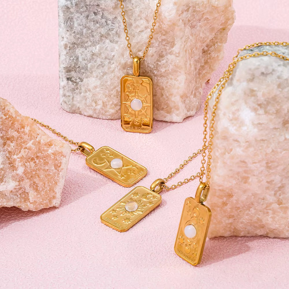 Joolim Jewelry 18K Gold Plated Moon Star Sun Stainless Steel Necklace Design Jewelry Women Necklace Tarnish Free & Waterproof