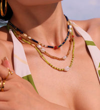 New Trendy Natural Stone Imitation Pearl Stainless Steel Pedant Necklace Waterproof Fashion Jewelry