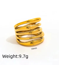 Tarnish Free High End 18K Gold Plated Hollow Multi-Layer Statement Band Ring for Women Stainless Steel Jewelry Gift Wholesale