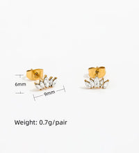 Dainty Tiny 18K PVD Gold Plated Tarnish Free & Waterproof 5 Cubic Zirconia Pave Stainless Steel Earring Fashion Jewelry