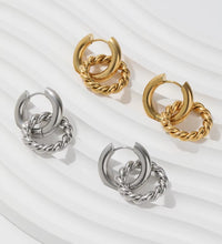 JOOLIM Jewelry PVD 18K Gold Plated Double Rope Chain Hoop Earring Stainless Steel Jewelry Fashion Jewelry