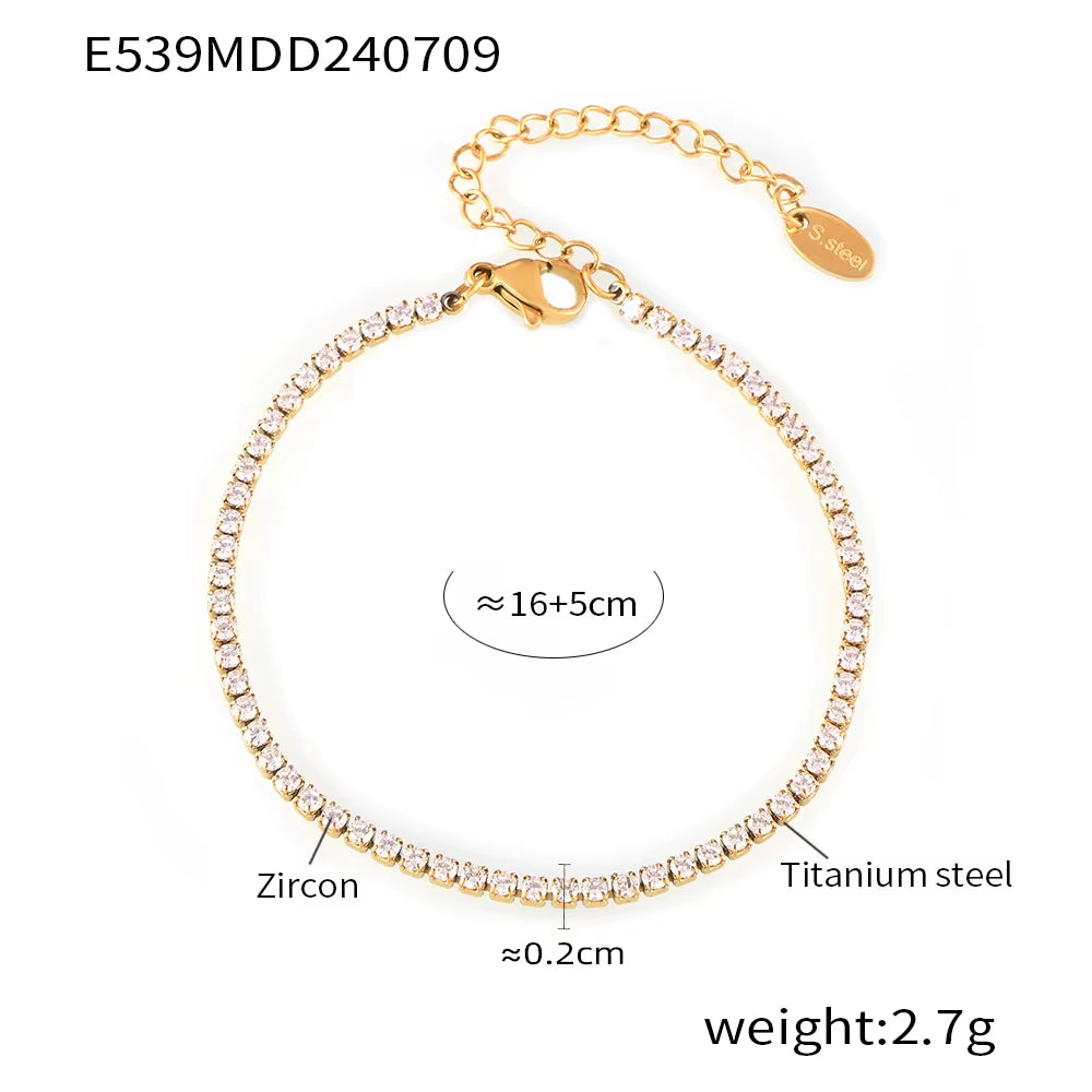 High End Gold Plated Stainless Steel Waterproof Fashion Elegant Luxury Zirconia Pave Bracelet for Women Wholesale Jewelry
