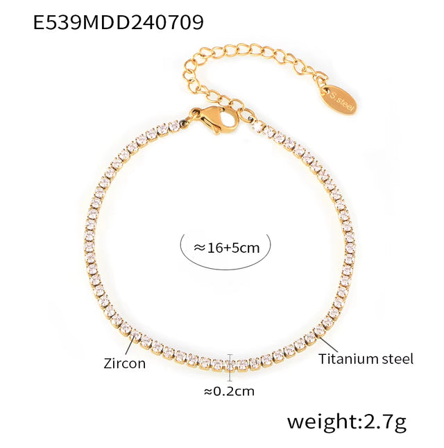 High End Gold Plated Stainless Steel Waterproof Fashion Elegant Luxury Zirconia Pave Bracelet for Women Wholesale Jewelry