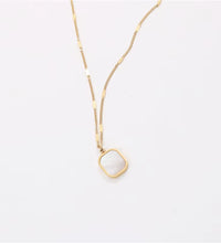 Joolim 18K Gold Plated Dainty White Rectangle Shell Pendant Necklace Stainless Steel Jewelry Wholesale