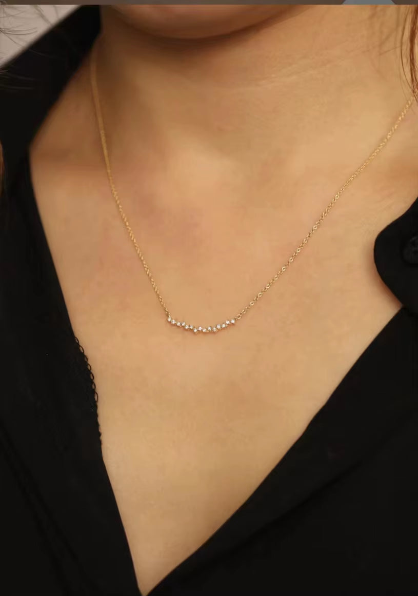 Joolim Jewelry Gold Plated Tarnish Free & Waterproof Dainty Zirconia Stainless Steel Necklace Fashion Jewelry